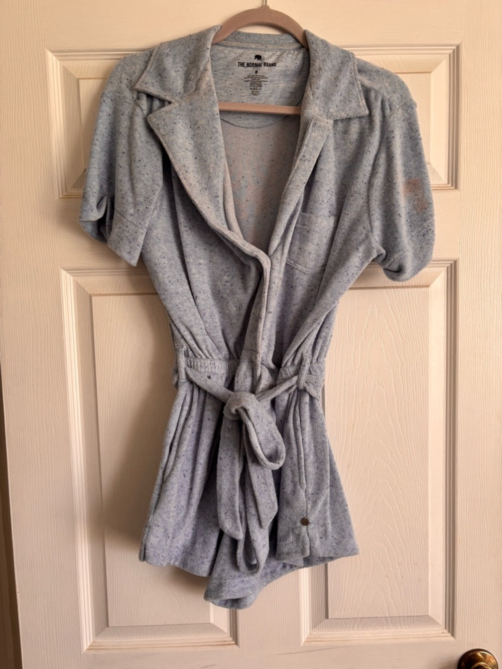 The Normal Brand Light Blue Speckled Terrycloth Romper